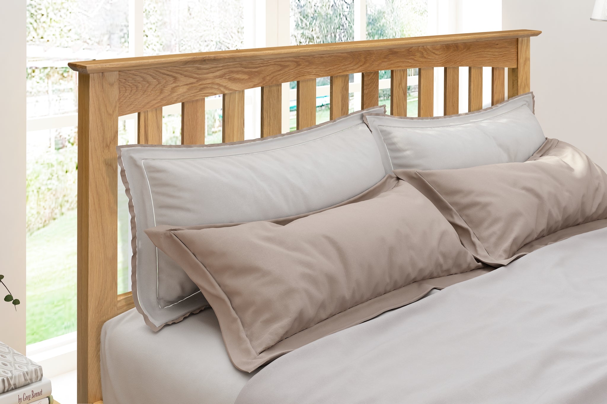 GLADSTONE Wooden Bed - Solid Natural Oak