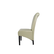 Load image into Gallery viewer, Designer Lucy Chair - PU or Crushed Velvet - Wooden or Chrome Legs - Available in Black, Cream or Dark Grey
