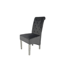 Load image into Gallery viewer, Designer Lucy Chair - PU or Crushed Velvet - Wooden or Chrome Legs - Available in Black, Cream or Dark Grey
