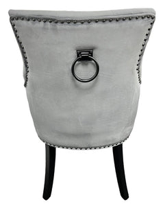 Stylish Jessica Chair Ring Knocker Chrome or Black Leg - Colours available Dark Grey, Mink or Silver