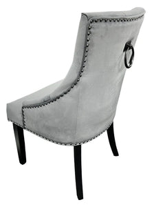 Stylish Jessica Chair Ring Knocker Chrome or Black Leg - Colours available Dark Grey, Mink or Silver