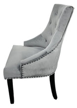 Load image into Gallery viewer, Stylish Jessica Chair Ring Knocker Chrome or Black Leg - Colours available Dark Grey, Mink or Silver
