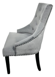 Stylish Jessica Chair Ring Knocker Chrome or Black Leg - Colours available Dark Grey, Mink or Silver