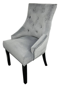 Stylish Jessica Chair Ring Knocker Chrome or Black Leg - Colours available Dark Grey, Mink or Silver