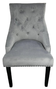 Stylish Jessica Chair Ring Knocker Chrome or Black Leg - Colours available Dark Grey, Mink or Silver