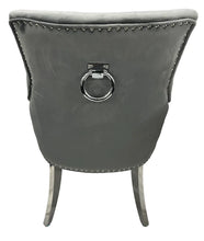 Load image into Gallery viewer, Stylish Jessica Chair Ring Knocker Chrome or Black Leg - Colours available Dark Grey, Mink or Silver
