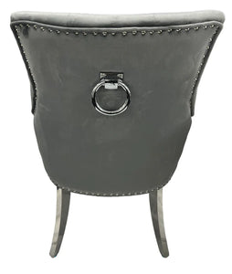 Stylish Jessica Chair Ring Knocker Chrome or Black Leg - Colours available Dark Grey, Mink or Silver