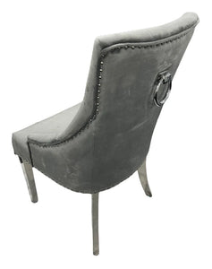 Stylish Jessica Chair Ring Knocker Chrome or Black Leg - Colours available Dark Grey, Mink or Silver