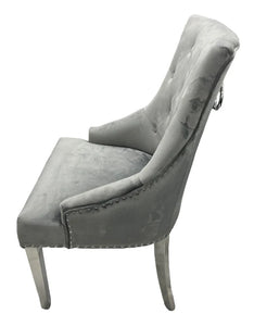 Stylish Jessica Chair Ring Knocker Chrome or Black Leg - Colours available Dark Grey, Mink or Silver