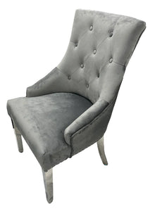 Stylish Jessica Chair Ring Knocker Chrome or Black Leg - Colours available Dark Grey, Mink or Silver