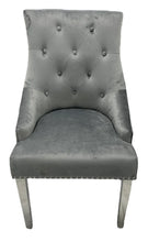 Load image into Gallery viewer, Stylish Jessica Chair Ring Knocker Chrome or Black Leg - Colours available Dark Grey, Mink or Silver
