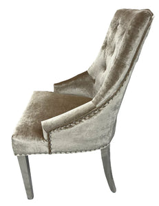 Stylish Jessica Chair Ring Knocker Chrome or Black Leg - Colours available Dark Grey, Mink or Silver