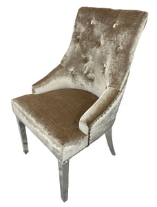 Stylish Jessica Chair Ring Knocker Chrome or Black Leg - Colours available Dark Grey, Mink or Silver