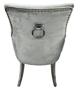 Stylish Jessica Chair Ring Knocker Chrome or Black Leg - Colours available Dark Grey, Mink or Silver