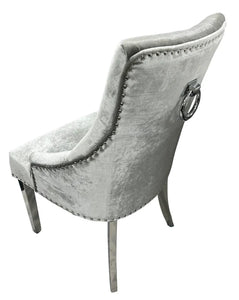 Stylish Jessica Chair Ring Knocker Chrome or Black Leg - Colours available Dark Grey, Mink or Silver