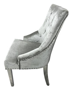 Stylish Jessica Chair Ring Knocker Chrome or Black Leg - Colours available Dark Grey, Mink or Silver