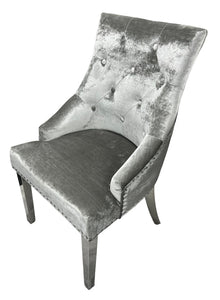 Stylish Jessica Chair Ring Knocker Chrome or Black Leg - Colours available Dark Grey, Mink or Silver