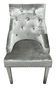 Stylish Jessica Chair Ring Knocker Chrome or Black Leg - Colours available Dark Grey, Mink or Silver