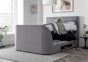 KIR TV Storage Bed - Grey or Slate - Available in Double, Kingsize & Superking