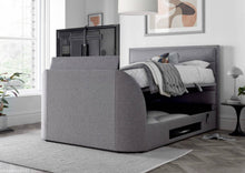 Load image into Gallery viewer, KIR TV Storage Bed - Grey or Slate - Available in Double, Kingsize &amp; Superking
