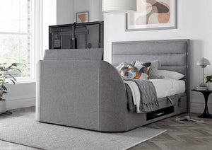 KIR TV Storage Bed - Grey or Slate - Available in Double, Kingsize & Superking