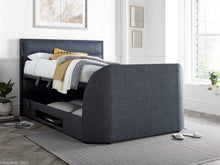 Load image into Gallery viewer, KIR TV Storage Bed - Grey or Slate - Available in Double, Kingsize &amp; Superking
