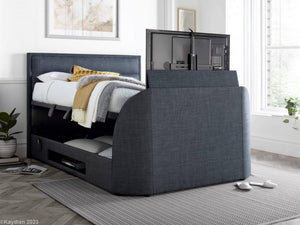 KIR TV Storage Bed - Grey or Slate - Available in Double, Kingsize & Superking