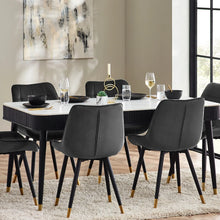 Load image into Gallery viewer, Louis Black Fluted Stone Top Dining Table with Drawers - 90cm D x 190cm W x 77cm H
