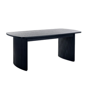 Louis Black Fluted Extending Dining Table - 80cm D x 220cm W x 75cm H