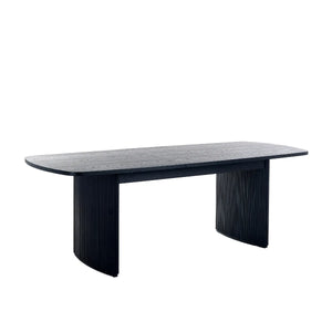 Louis Black Fluted Extending Dining Table - 80cm D x 220cm W x 75cm H