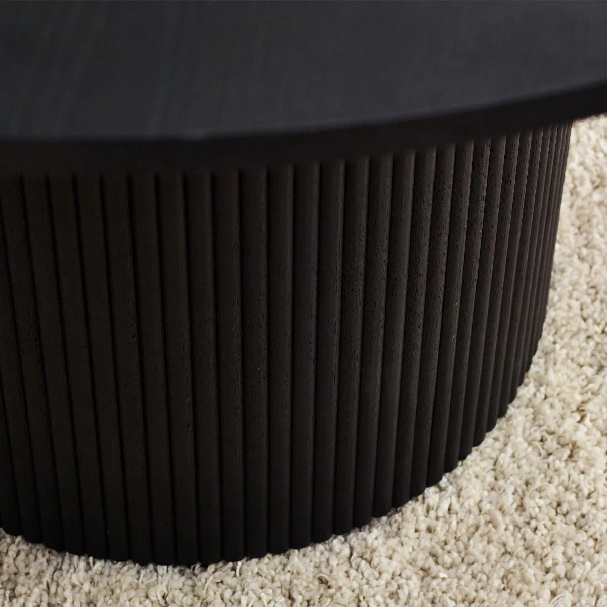 Louis Black Fluted Round Dining Table - 120cm D x 120cm W x 76cm H