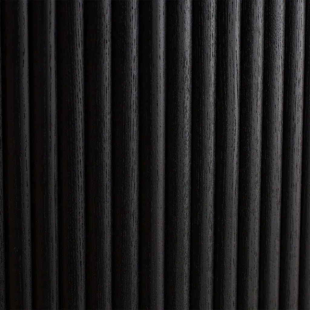 Louis Black Fluted Round Dining Table - 120cm D x 120cm W x 76cm H