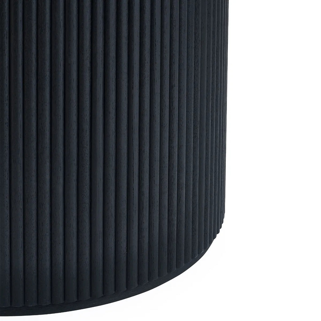 Louis Black Fluted Round Dining Table - 120cm D x 120cm W x 76cm H