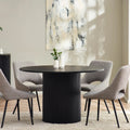 Louis Black Fluted Round Dining Table - 120cm D x 120cm W x 76cm H
