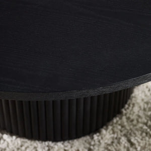 Louis Round Black Fluted Coffee Table - 80cm D x 80cm W x 45.5cm H