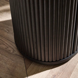 Louis Black Fluted Side Table With Door - 33cm D x 33cm W x 45.5cm H