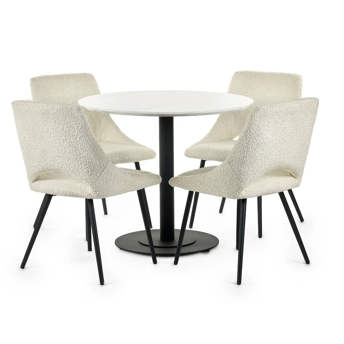 Luca White Marble Effect Round Table - 80W x 80D x 75H CM