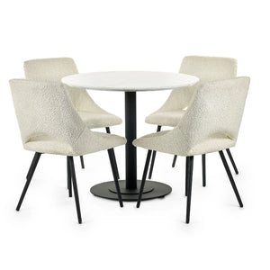 Luca White Marble Effect Round Table - 80W x 80D x 75H CM