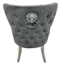 Load image into Gallery viewer, Stylish Lewis Chair Lion Knocker Chrome - Colours available Dark Grey, Light Grey or Mink
