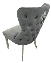 Load image into Gallery viewer, Stylish Lewis Chair Lion Knocker Chrome - Colours available Dark Grey, Light Grey or Mink
