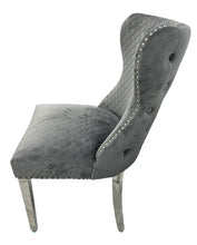 Load image into Gallery viewer, Stylish Lewis Chair Lion Knocker Chrome - Colours available Dark Grey, Light Grey or Mink
