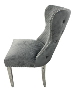 Stylish Lewis Chair Lion Knocker Chrome - Colours available Dark Grey, Light Grey or Mink