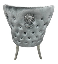 Load image into Gallery viewer, Stylish Lewis Chair Lion Knocker Chrome - Colours available Dark Grey, Light Grey or Mink
