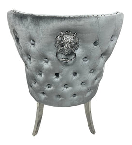 Stylish Lewis Chair Lion Knocker Chrome - Colours available Dark Grey, Light Grey or Mink