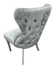 Load image into Gallery viewer, Stylish Lewis Chair Lion Knocker Chrome - Colours available Dark Grey, Light Grey or Mink
