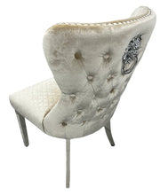 Load image into Gallery viewer, Stylish Lewis Chair Lion Knocker Chrome - Colours available Dark Grey, Light Grey or Mink
