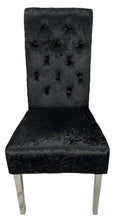 Load image into Gallery viewer, Designer Lucy Chair - PU or Crushed Velvet - Wooden or Chrome Legs - Available in Black, Cream or Dark Grey
