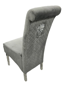 Designer Lucy Chair - PU or Crushed Velvet - Wooden or Chrome Legs - Available in Black, Cream or Dark Grey