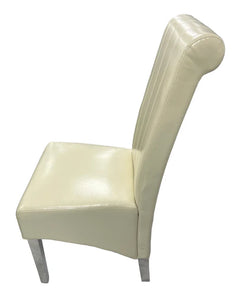 Designer Lucy Chair - PU or Crushed Velvet - Wooden or Chrome Legs - Available in Black, Cream or Dark Grey