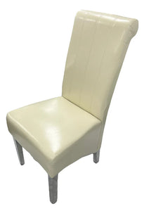 Designer Lucy Chair - PU or Crushed Velvet - Wooden or Chrome Legs - Available in Black, Cream or Dark Grey